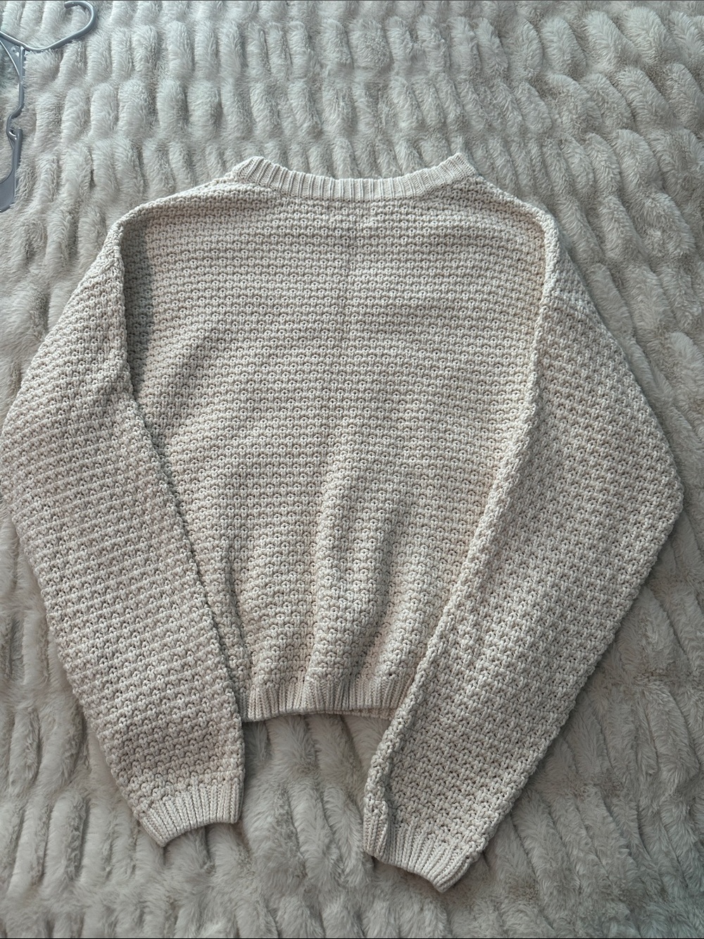 Cream Knit Women's Sweater - Classic Textured Pullover Universal Thread Large - Picture 3 of 5